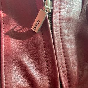Guess LikeNEW! OxBlood Red Genuine Leather jacket size M